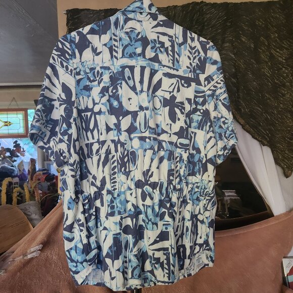 Vintage Hand-made Blouse with funky pattern and elastic gather waist in back - Picture 2 of 8